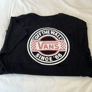 Vans medium tshirt black with pink and white logo design on back